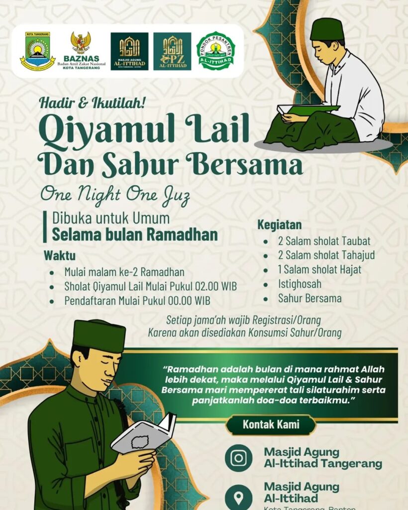 50595pekan terakhir bulan ramadan masjid agung al ittihad kota tangerang buka agenda qiyamul lail sampai sahur bersama 50595