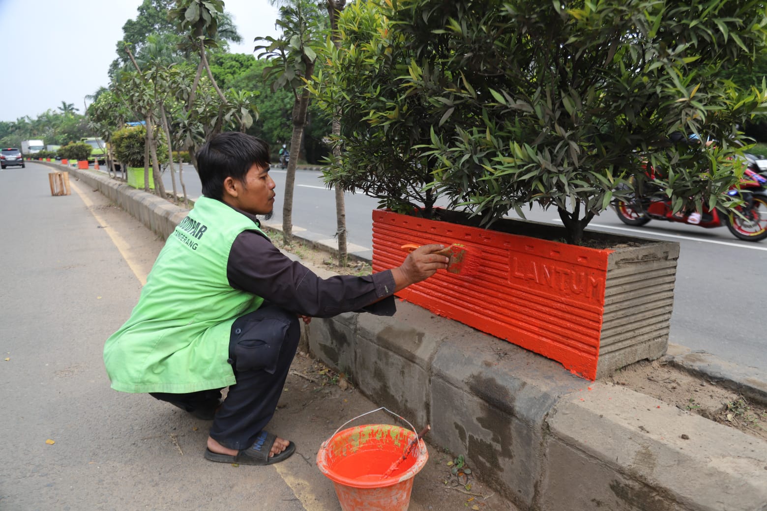 52569percantik kota pemkot tangerang cat ulang pot tanamanan di sepanjang jalan daan mogot 525691